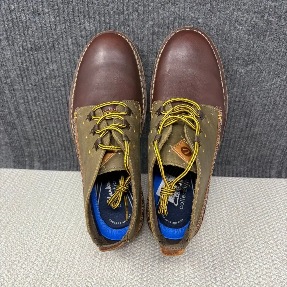 NEW Clarks Eastford Mid Chukka Boots Olive Dark Brown Leather Men’s 9.5 M